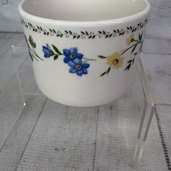 Farberware ENGLISH GARDEN Pink Blue Floral Rim Stoneware 8 oz Flat Cups Set of 4 - Picture 14 of 16